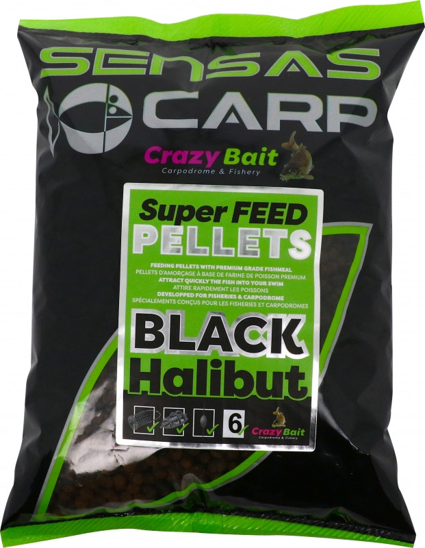 Sensas Super Feed Pellets Halibut Black 4mm